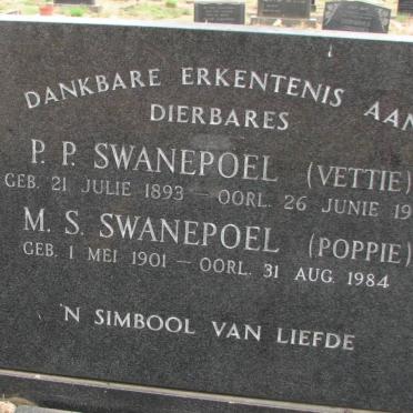 SWANEPOEL P.P. 1893-1975 &amp; M.S. 1901-1984