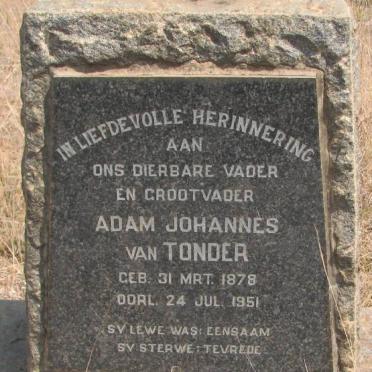 TONDER Adam Johannes, van 1878-1951