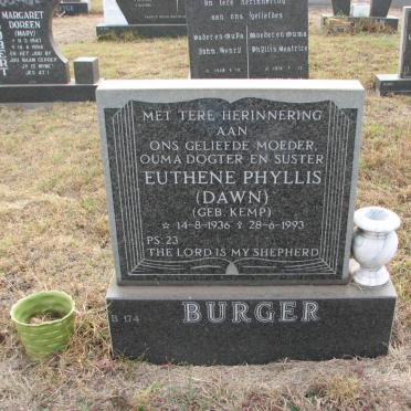BURGER Euthene Phyllis nee KEMP 1936-1993