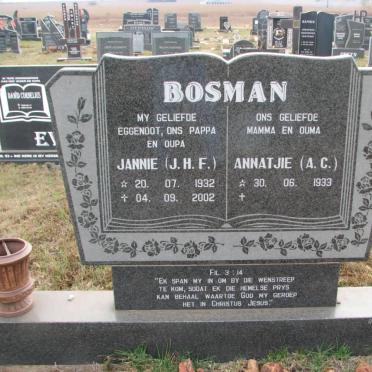 BOSMAN J.H.F. 1932-2002 &amp; A.C. 1933-