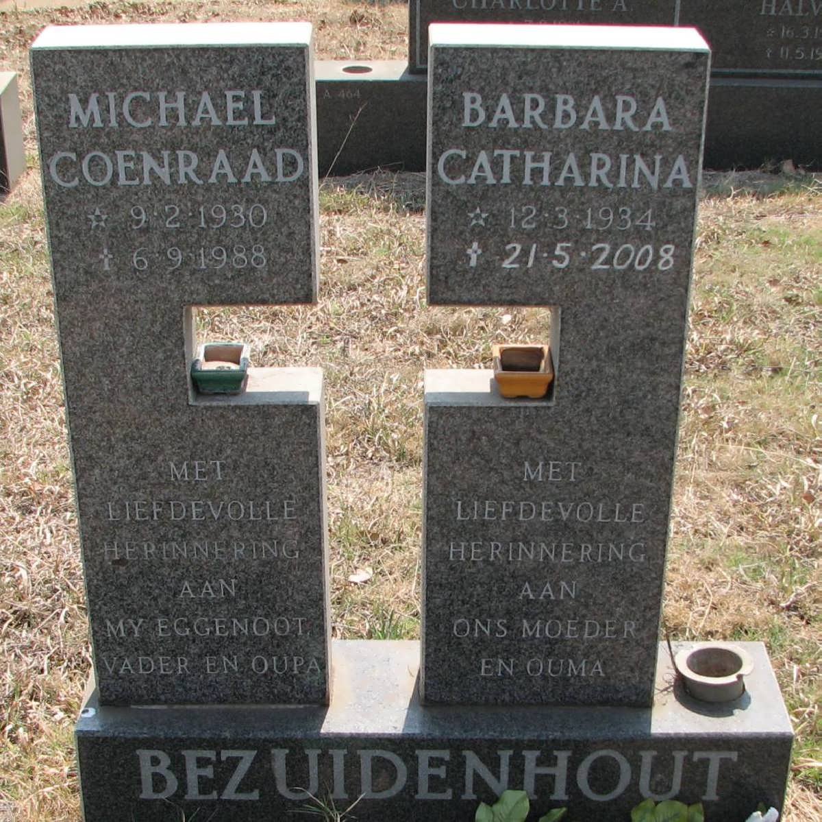 BEZUIDENHOUT Michael Coenraad 1930-1988 &amp; Barbara Catharina 1934-2008