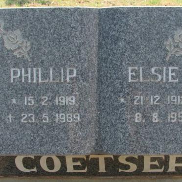 COETZER Phillip 1919-1989 &amp; Elsie 1913-1994