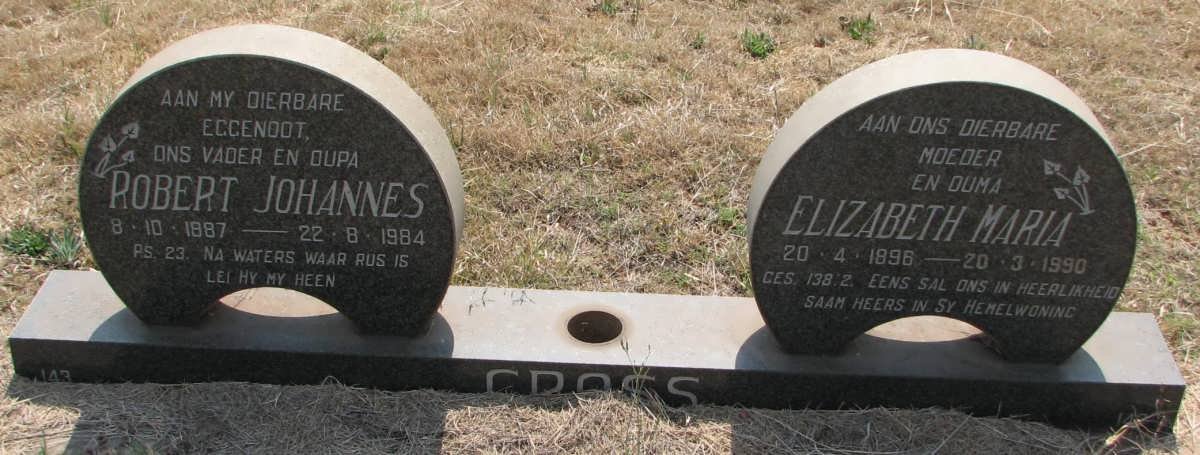 CROSS Robert Johannes 1887-1984 &amp; Elizabeth Maria 1896-1990