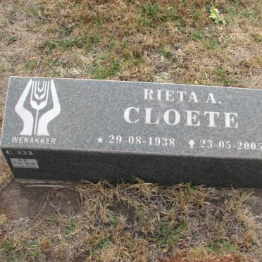 CLOETE Rieta A. 1938-2005