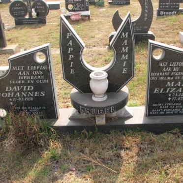KRUGER David Johannes 1930- &amp; Maria Elizabeth 1930-2001