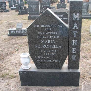 MATHEE Maria Petronella 1914-1992