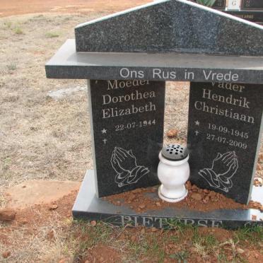 PIETERSE Hendrik Christiaan 1945-2009 &amp; Dorothea Elizabeth 1944-