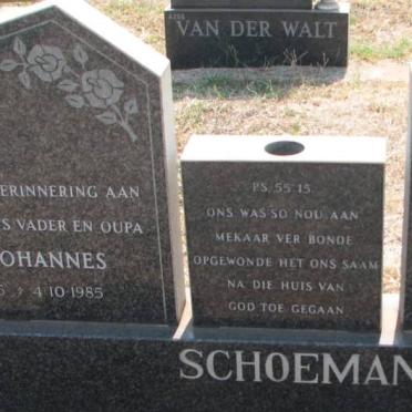 SCHOEMAN Pieter Johannes 1915-1985 &amp; Elizabeth Johanna Sophia SCHEEPERS 1923-2006