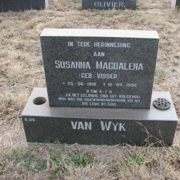 WYK Susanna Magdalena, van ,ee VISSER 1916-1996