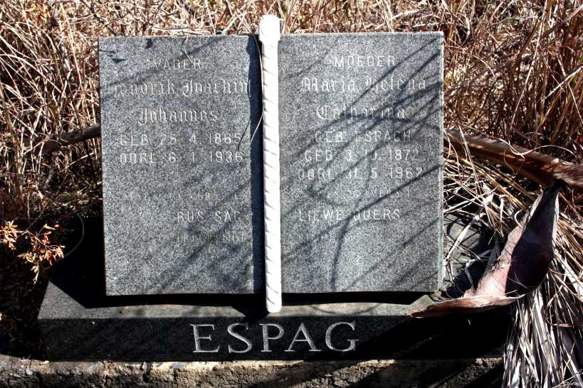 ESPAG Hendrik Joachim Johannes 1865-1936 &amp; Maria Helena Catharina ESPAGH 1872-1967