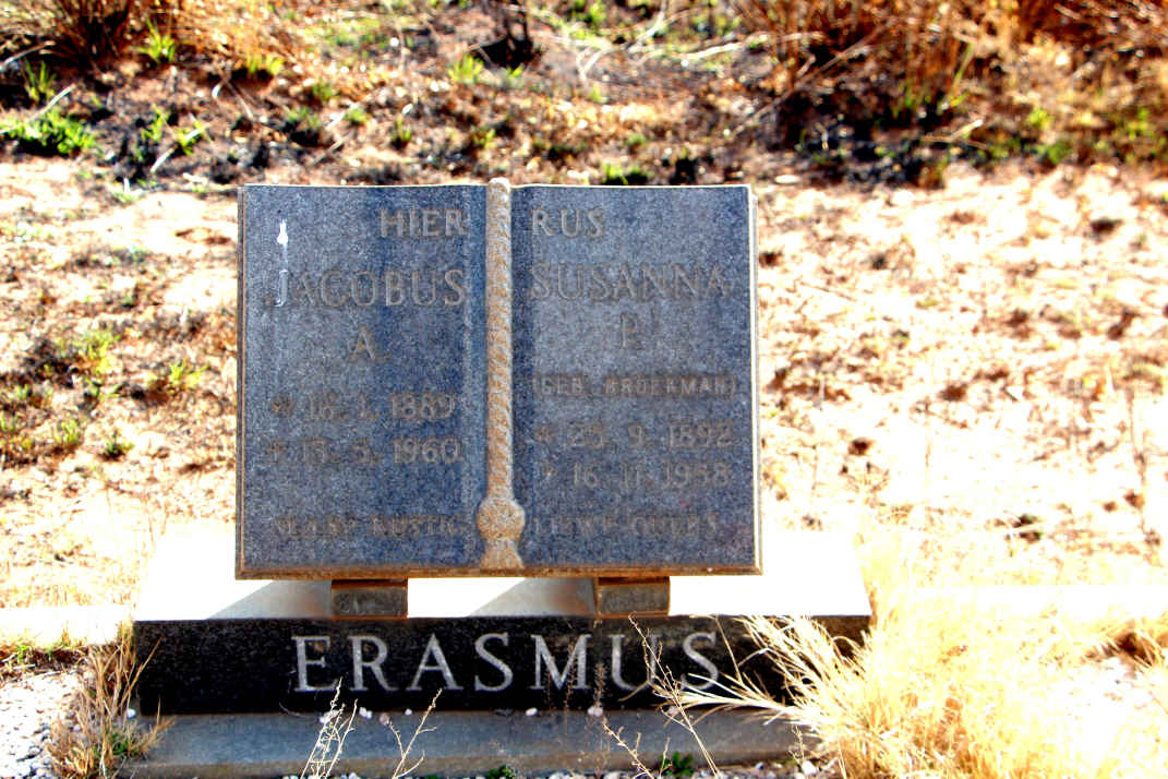 ERASMUS Jacobus A. 1889-1960 &amp; Susanna P. BROEKMAN 1892-1958