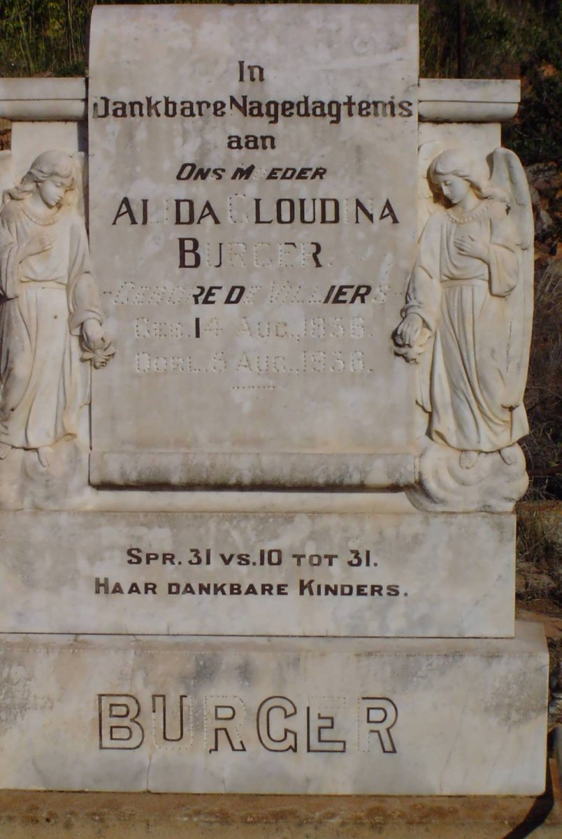 BURGER Alida Gloudina nee DE VILLIERS 1856-1936