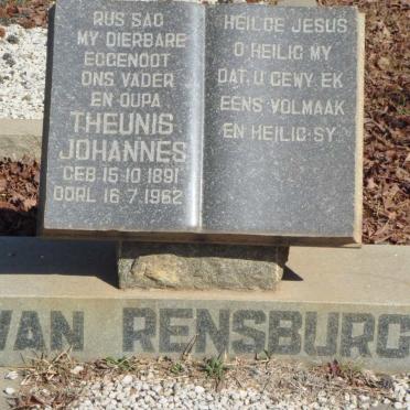 RENSBURG Theunis Johannes, van 1891-1962