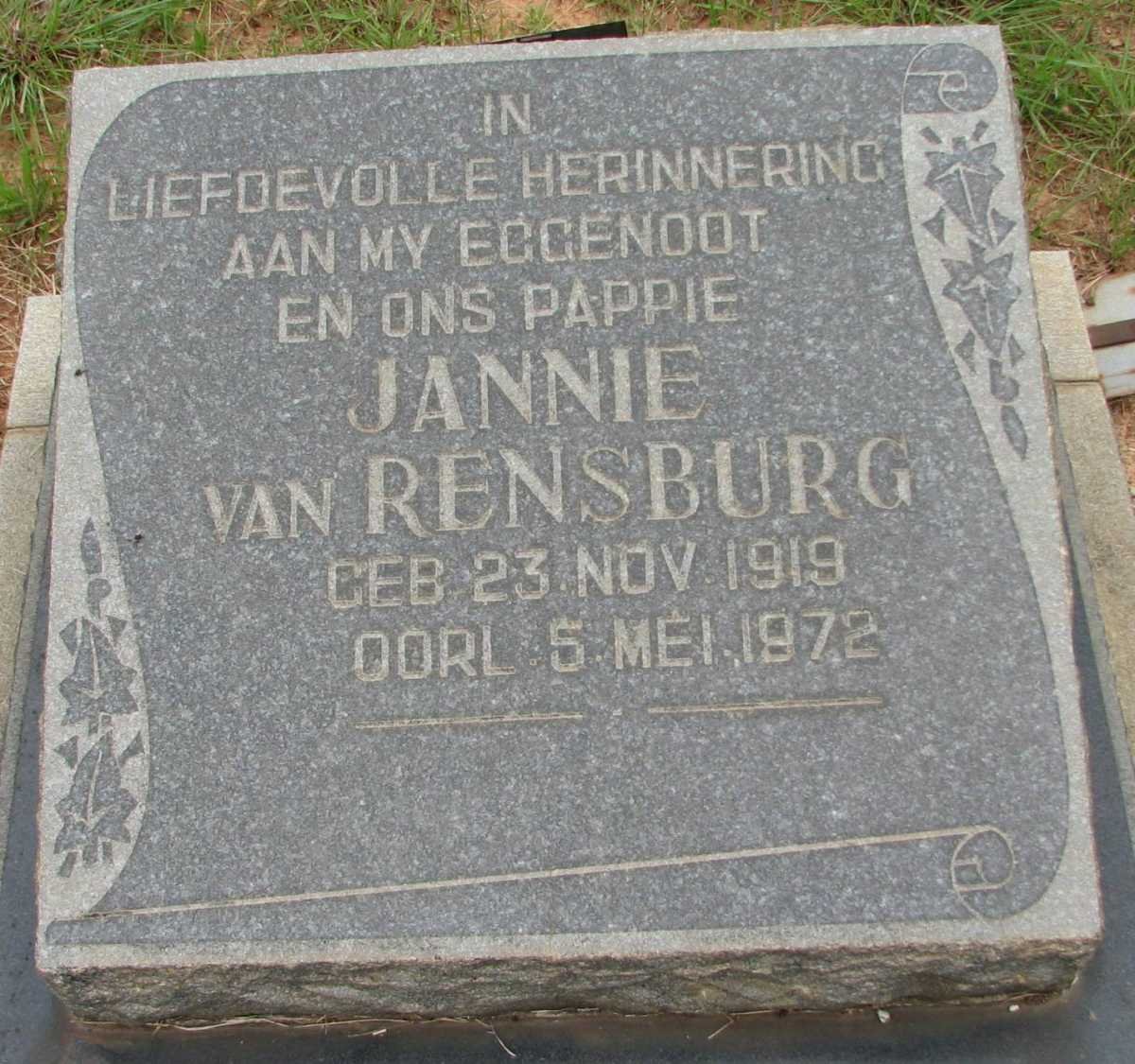 RENSBURG Jannie, van 1919-1972