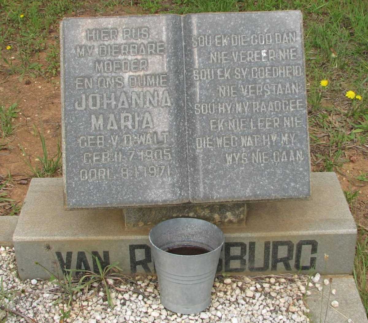 RENSBURG Johanna Maria, van nee V.D. WALT 1905-1971