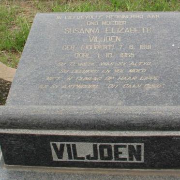 VILJOEN Susanna Elizabeth nee JOUBERT 1891-1965