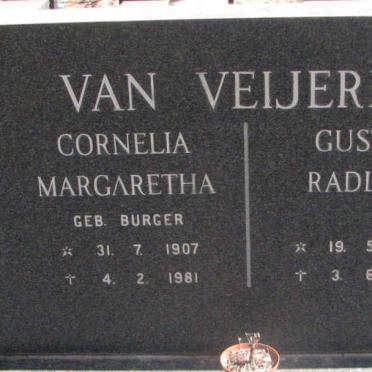 VEIJEREN Gustav Radloff, van 1905-1981 &amp; Cornelia Margaretha BURGER 1907-1981