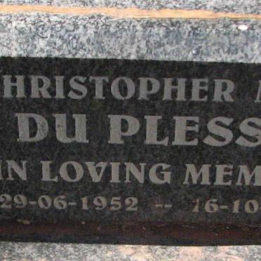 PLESSIS Christopher Mark, du 1952-1999
