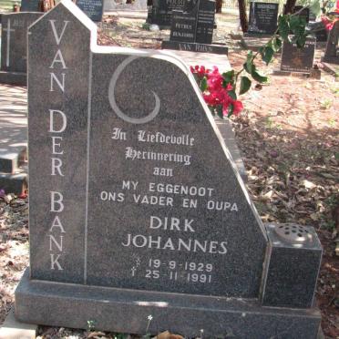 BANK Dirk Johannes, van der 1929-1991