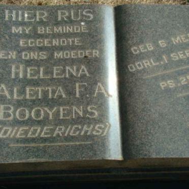 BOOYENS Helena Aletta F.A. nee DIEDERICKS 1883-1956