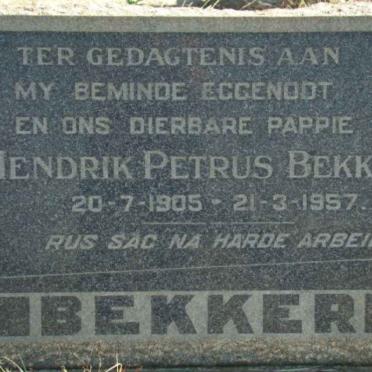 BEKKER Hendrik Petrus 1905-1957