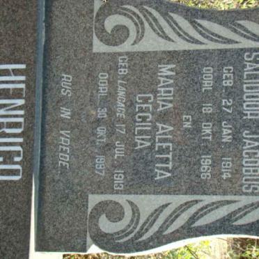HENRICO Salidoor Jacobus 1914-1966 &amp; Maria Aletta Cecilia LANGAGE 1913-1997