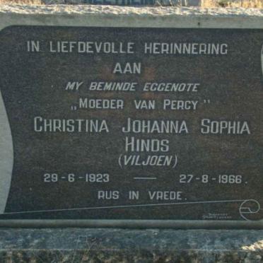 HINDS Christina Johanna Sophia nee VILJOEN 1923-1966