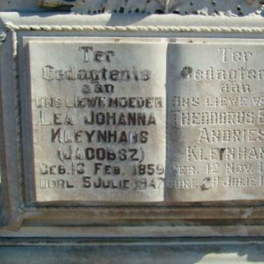 KLEYNHANS Theodorus Erns Andries 1852-1936 &amp; Lea Johanna JACOBSZ 1859-1947