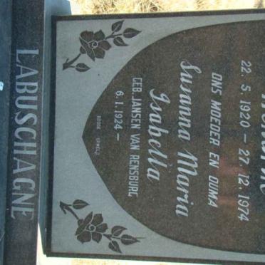 LABUSCHAGNE Hendrik 1920-1974 &amp; Susanna Maria Isabella JANSEN VAN RENSBURG 1924-