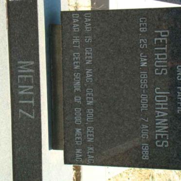 MENTZ Petrus Johannes 1895-1988