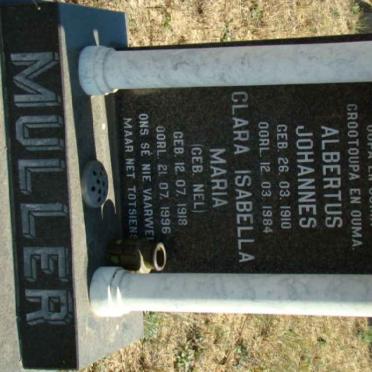 MULLER Albertus Johannes 1910-1984 &amp; Clara Isabella Maria NEL 1918-1996