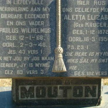 MOUTON Paulus Wilhelmus 1868-1946 &amp; Aletta Elizabeth KRUGER 1872-1950
