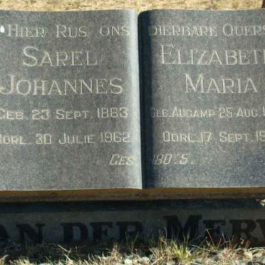 MERWE Sarel Johannes, van der 1883-1962 &amp; Elizabeth Maria AUCAMP 1886-1962