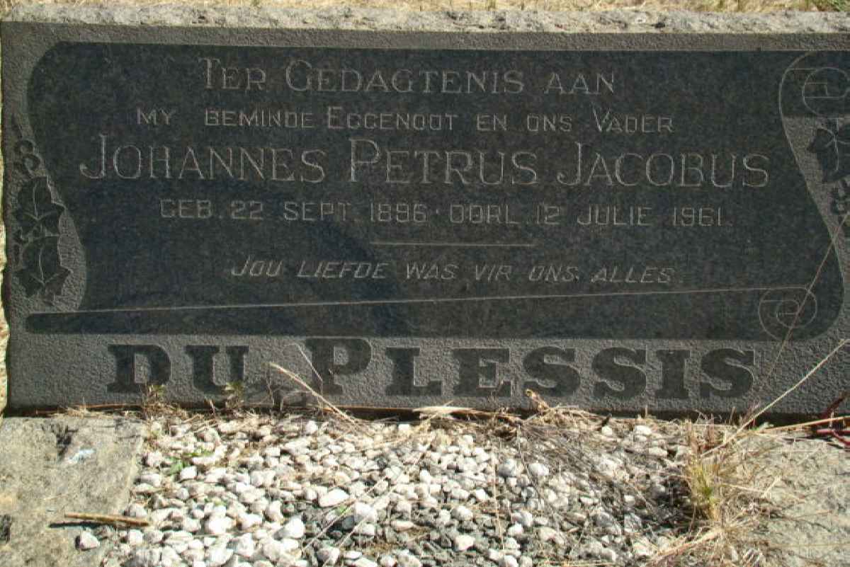 PLESSIS Johannes Petrus, du 1896-1961