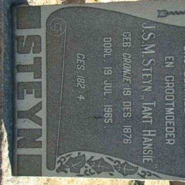 STEYN J.S.M. nee CRONJE 1876-1965