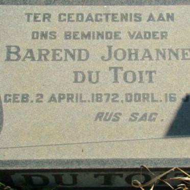 TOIT Barend Johannes, du 1872-1956