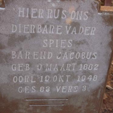 SPIES Barend Jacobus 1862-1948