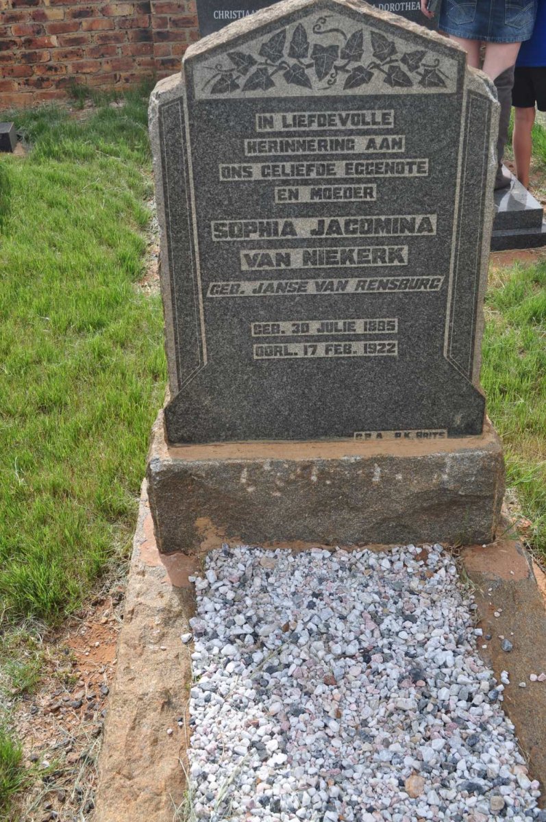 NIEKERK Sophia Jacomina, van nee JANSE VAN RENSBURG 1885-1922