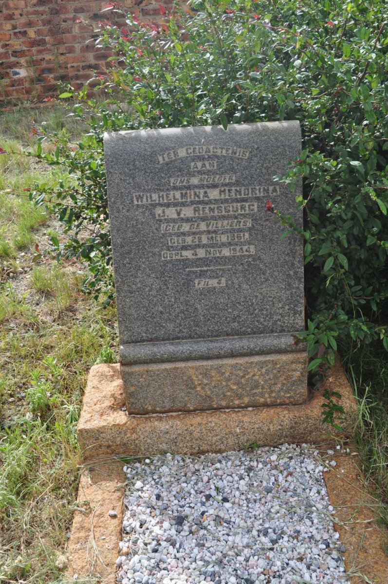 RENSBURG Wilhelmina Hendrina, J. v. nee DE VILLIERS 1861-1944