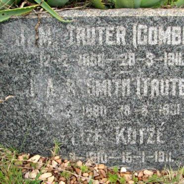 TRUTER C.J.M. nee COMBRINCK 185?-1911 :: SMITH J.A.?. nee TRUTER 1880-1891 :: KOTZE Lize 1910-1911