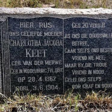 KEET Charlotha Jacoba nee VAN DER MERWE 1862-1904