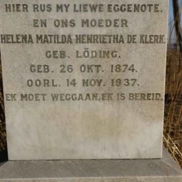 KLERK Helena Matilda Henrietha, de nee LODING 1874-1937