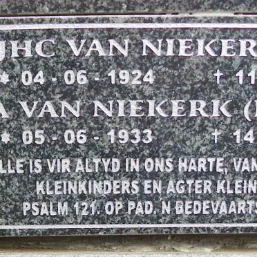 NIEKERK J.H.C., van 1924-1997 &amp; J.A. 1933-2012