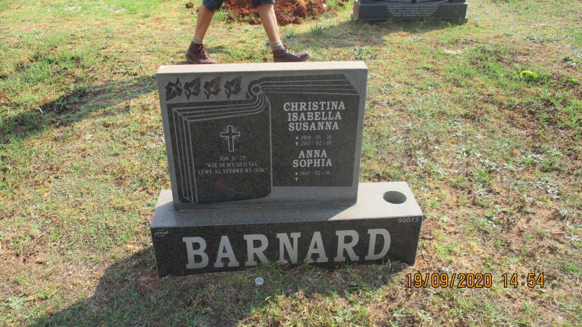 BARNARD Christina Isabella Susanna 1919-2011 :: BARNARD Anna Sophia 1947-