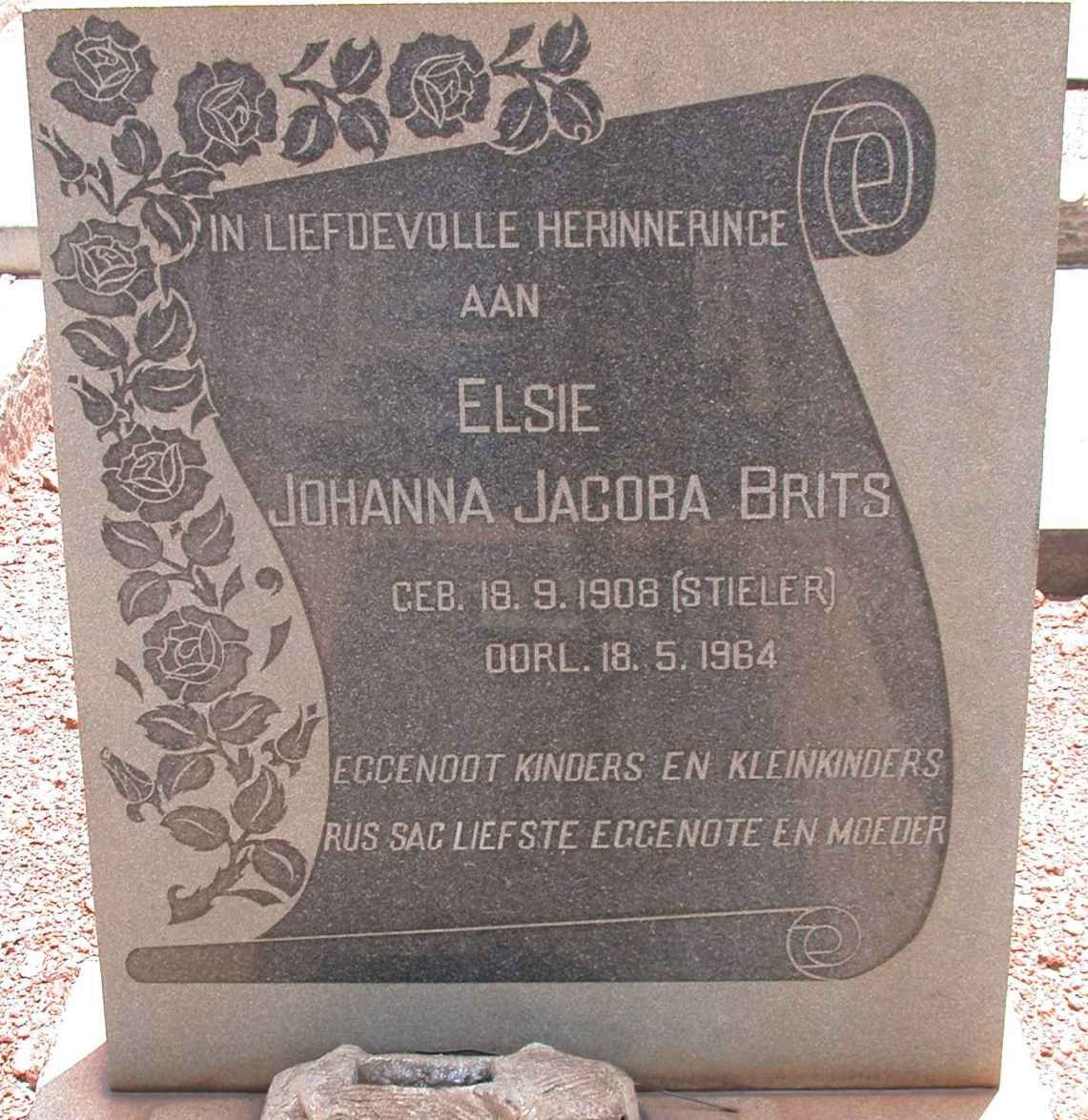 BRITS Elsie Johanna Jacoba nee STIELER 1908-1964