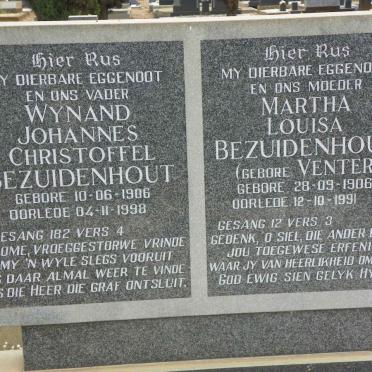 BEZUIDENHOUT Wynand Johannes Christoffel 1906-1998 &amp; Martha Louisa VENTER 1906-1991
