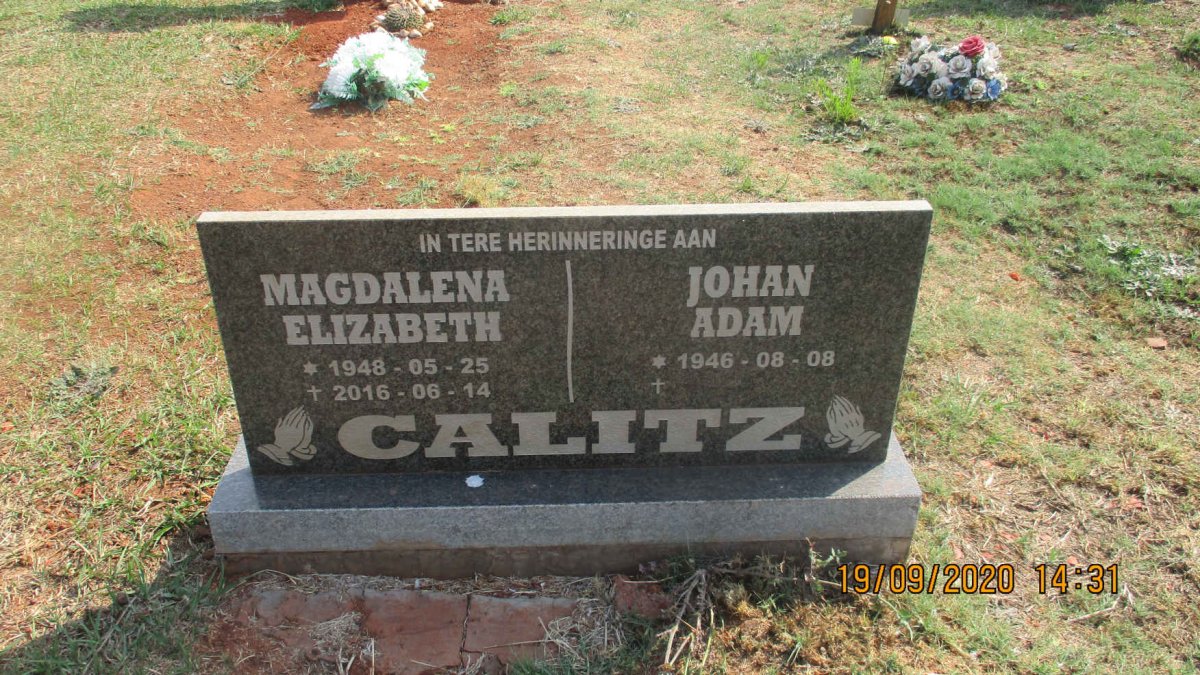 CALITZ Johan Adam 1946- &amp; Magdalena Elizabeth 1948-2016