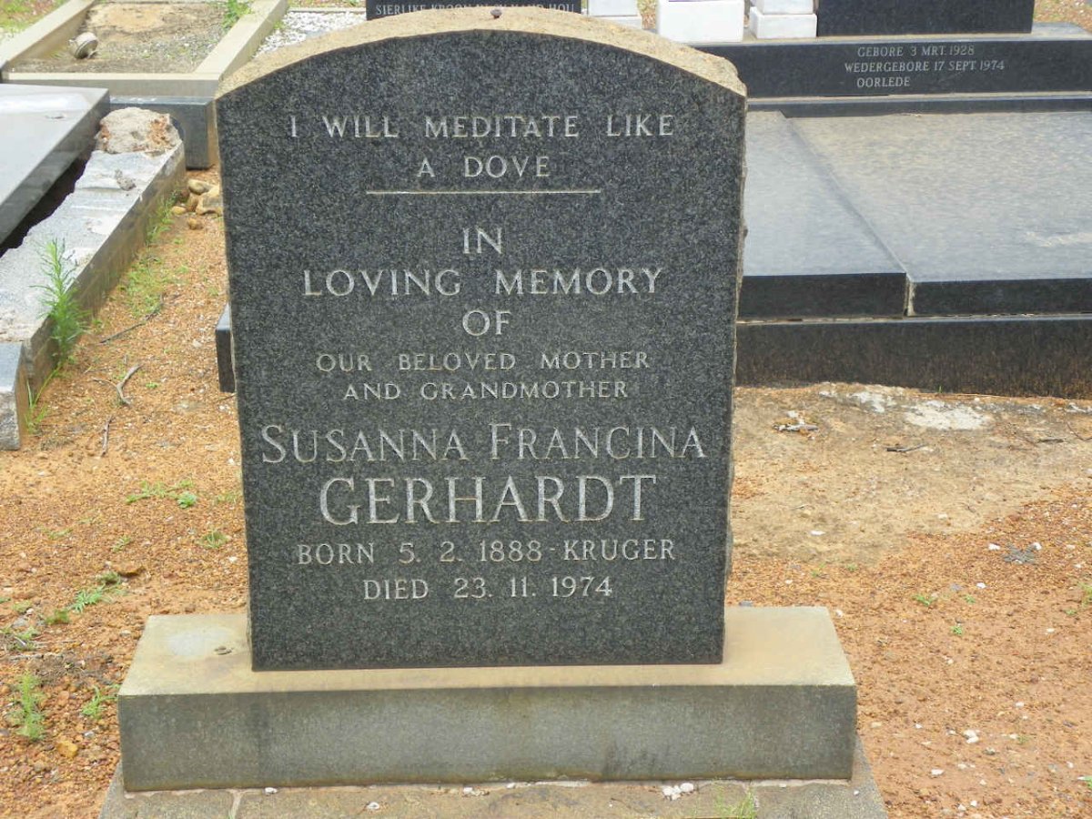 GERHARDT Susanna Francina nee KRUGER 1888-1974