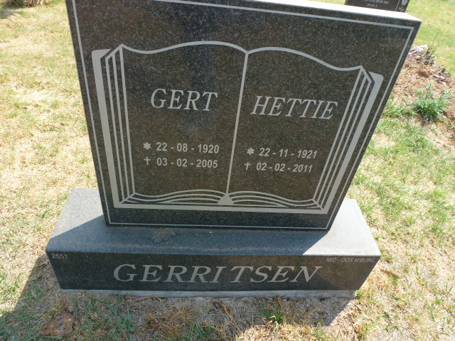 GERRITSEN Gert 1920-2005 &amp; Hettie 1921-2011