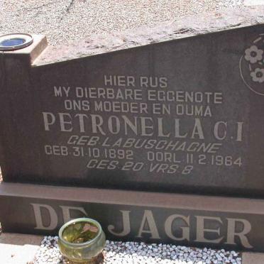JAGER Petronella C.I., de nee LABUSCHAGNE 1892-1964